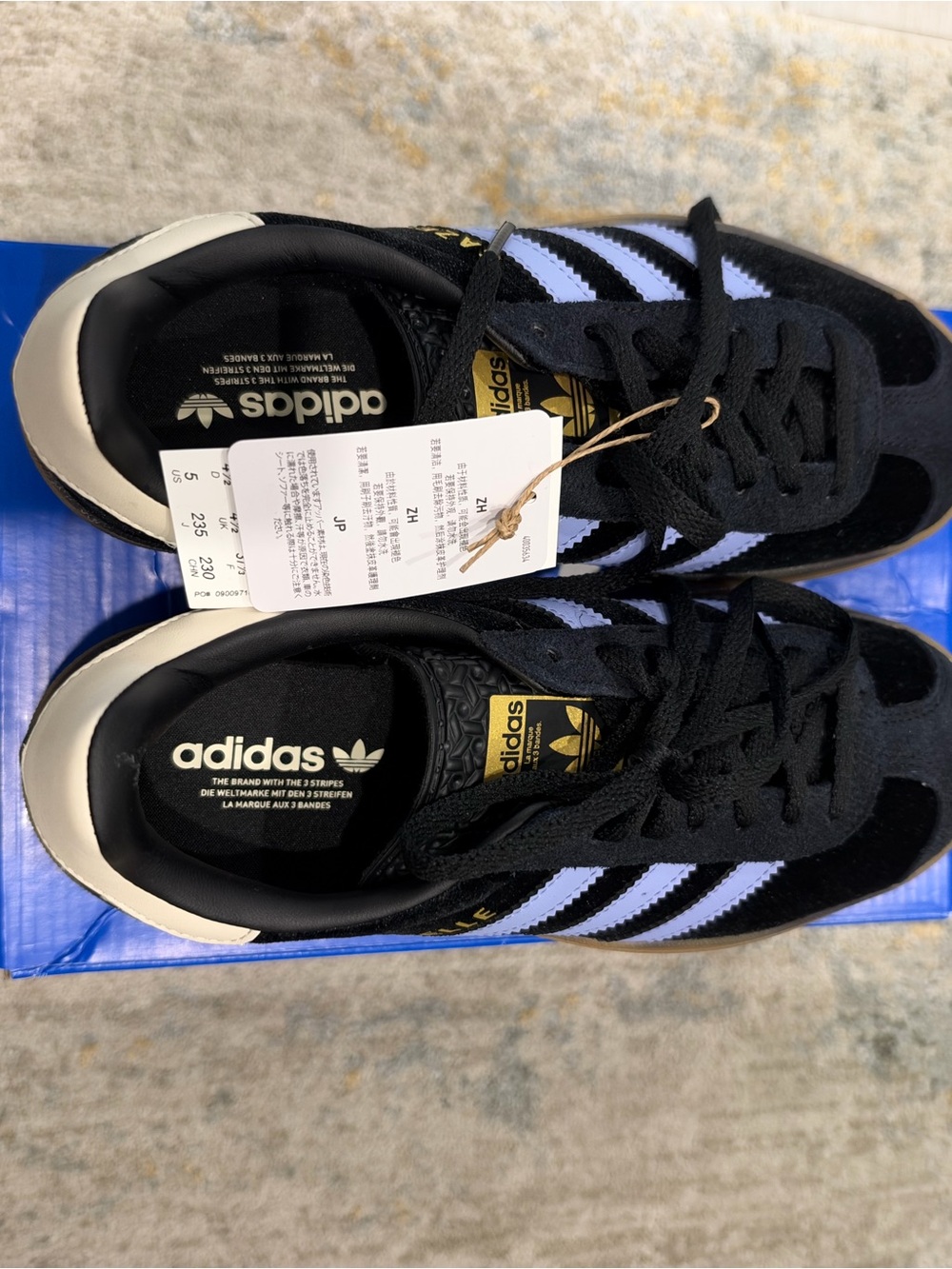 adidas Kids Gazelle Sneakers in Black with White Stripes